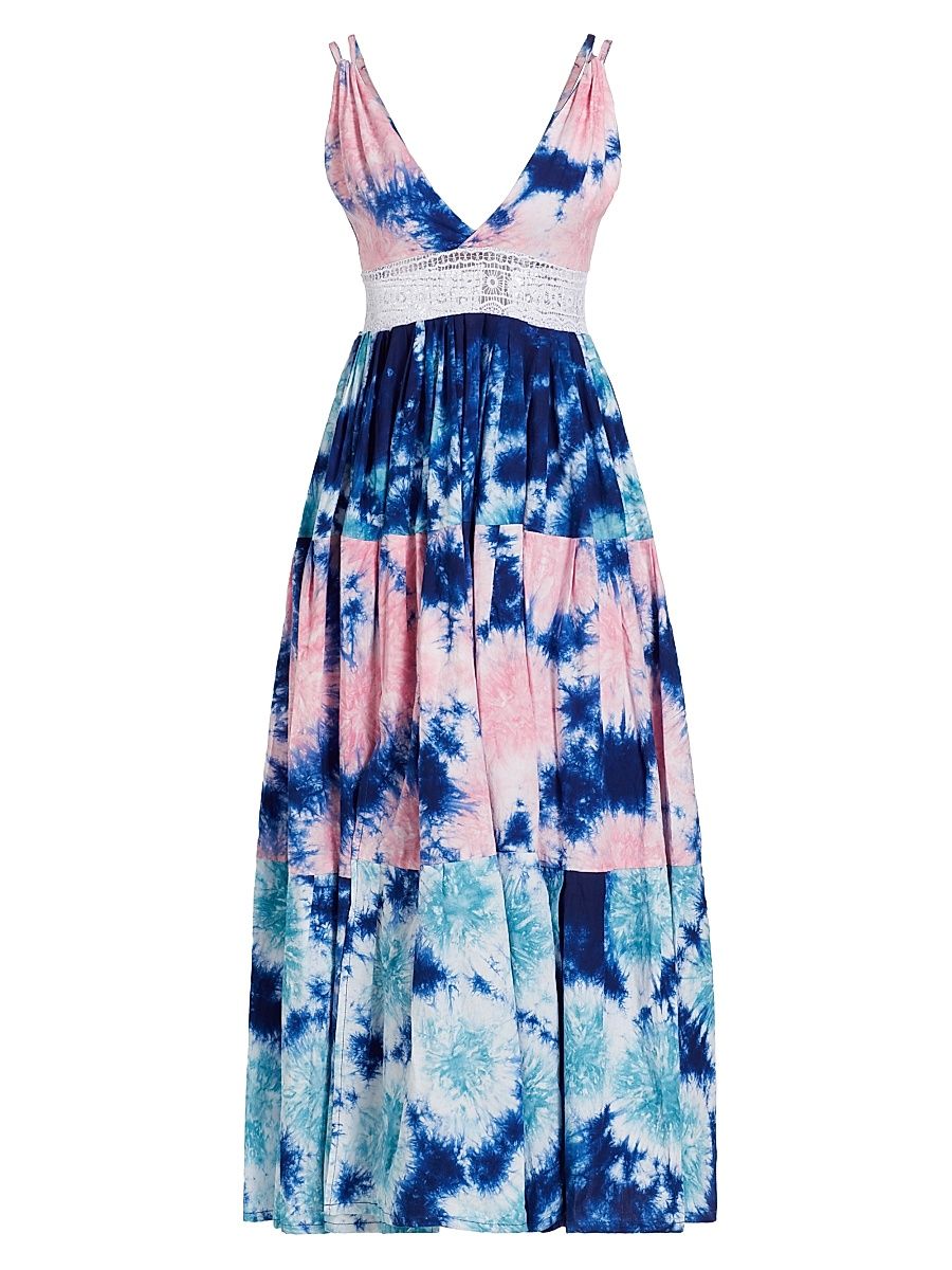 Women's Boyedga Tie-Dye Midi-Dress - Pink Blue - Size Large