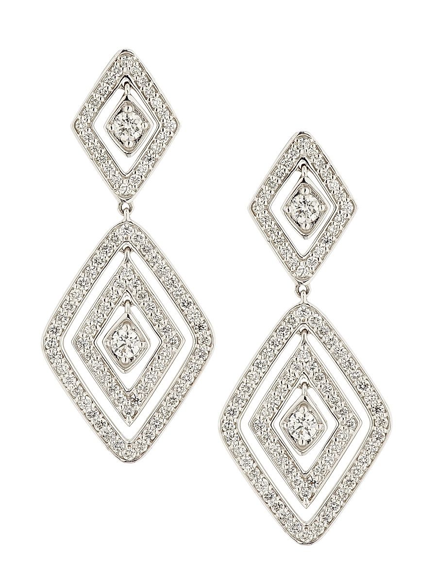 Women's Diamante 18K White Gold & 1.95 TCW Diamond Drop Earrings - White Gold