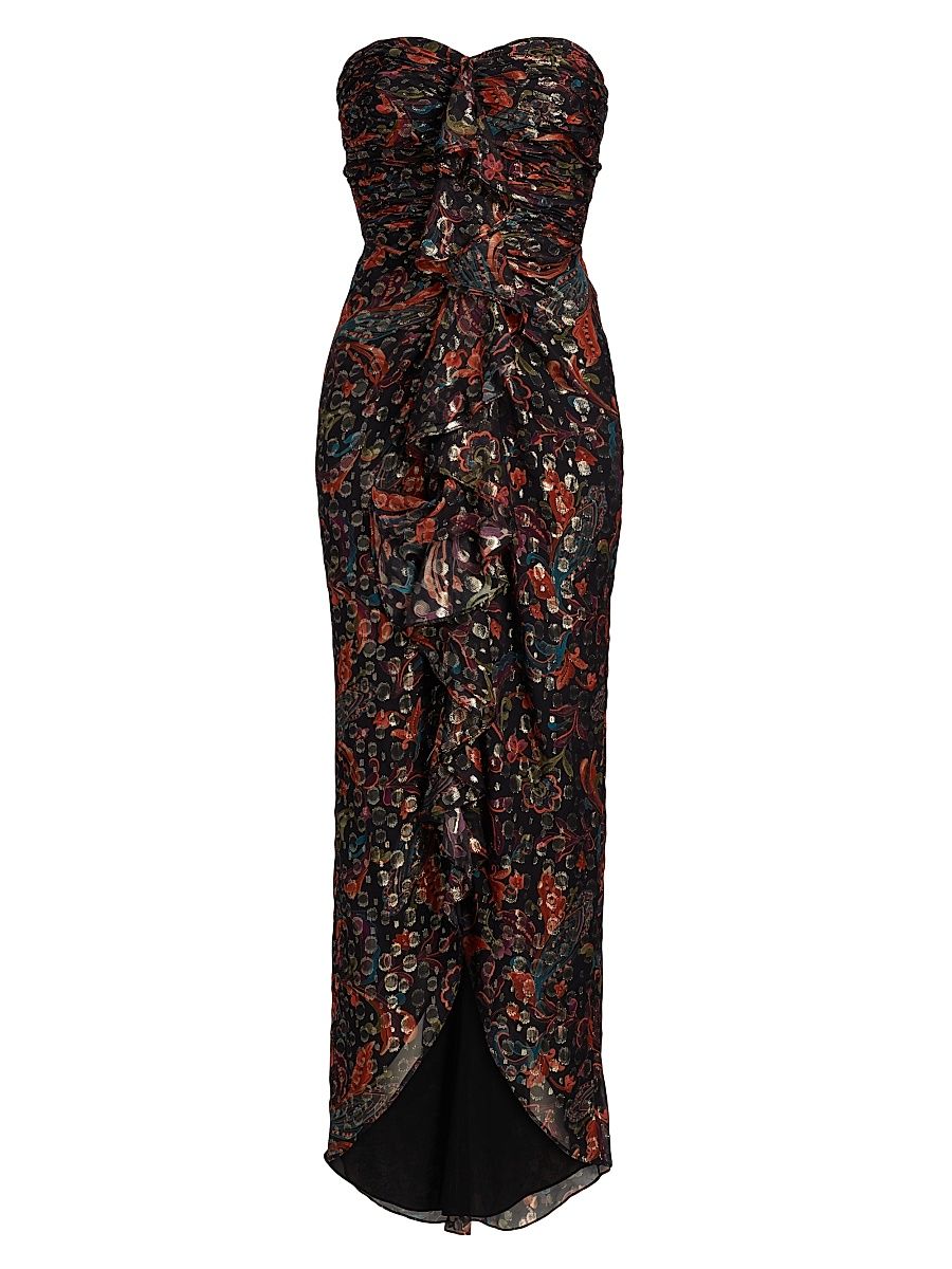 Women's Goldie Strapless Maxi Dress - Black Multi Combo - Size 8
