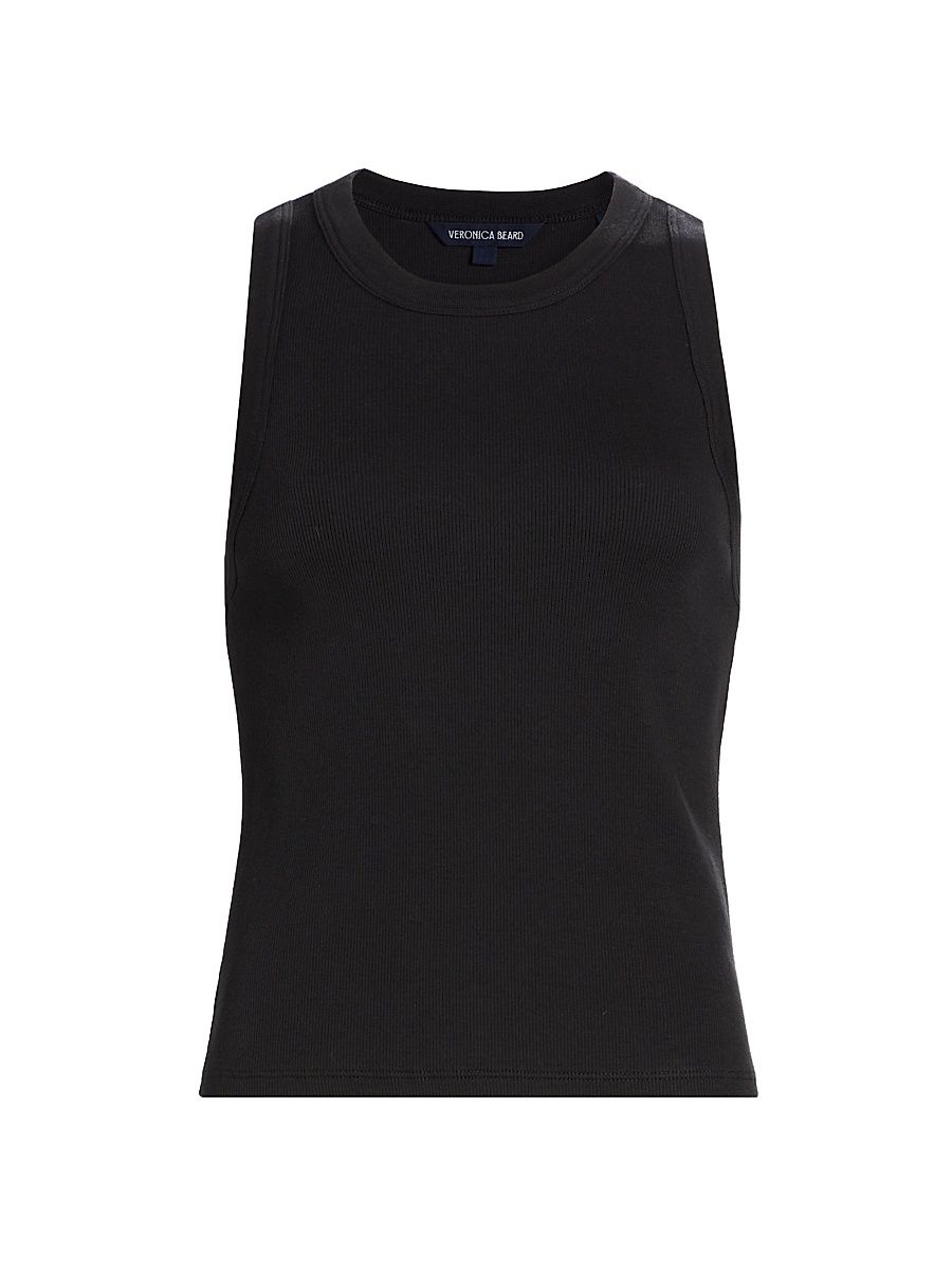 Women's Jordyn Cotton-Blend Crop Tank - Black - Size Large