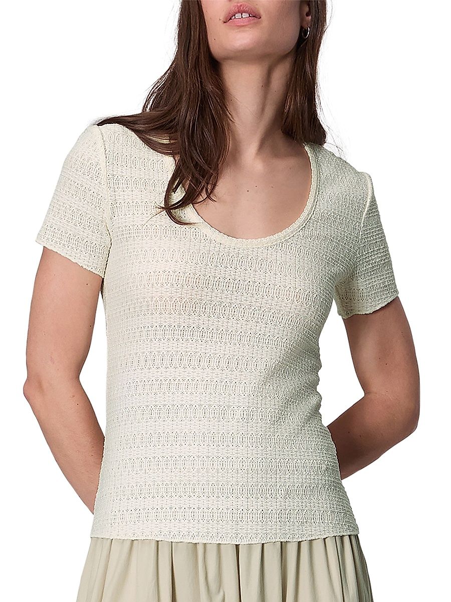 Women's Julia Pointelle Scoopneck Tee - Ivory - Size Small