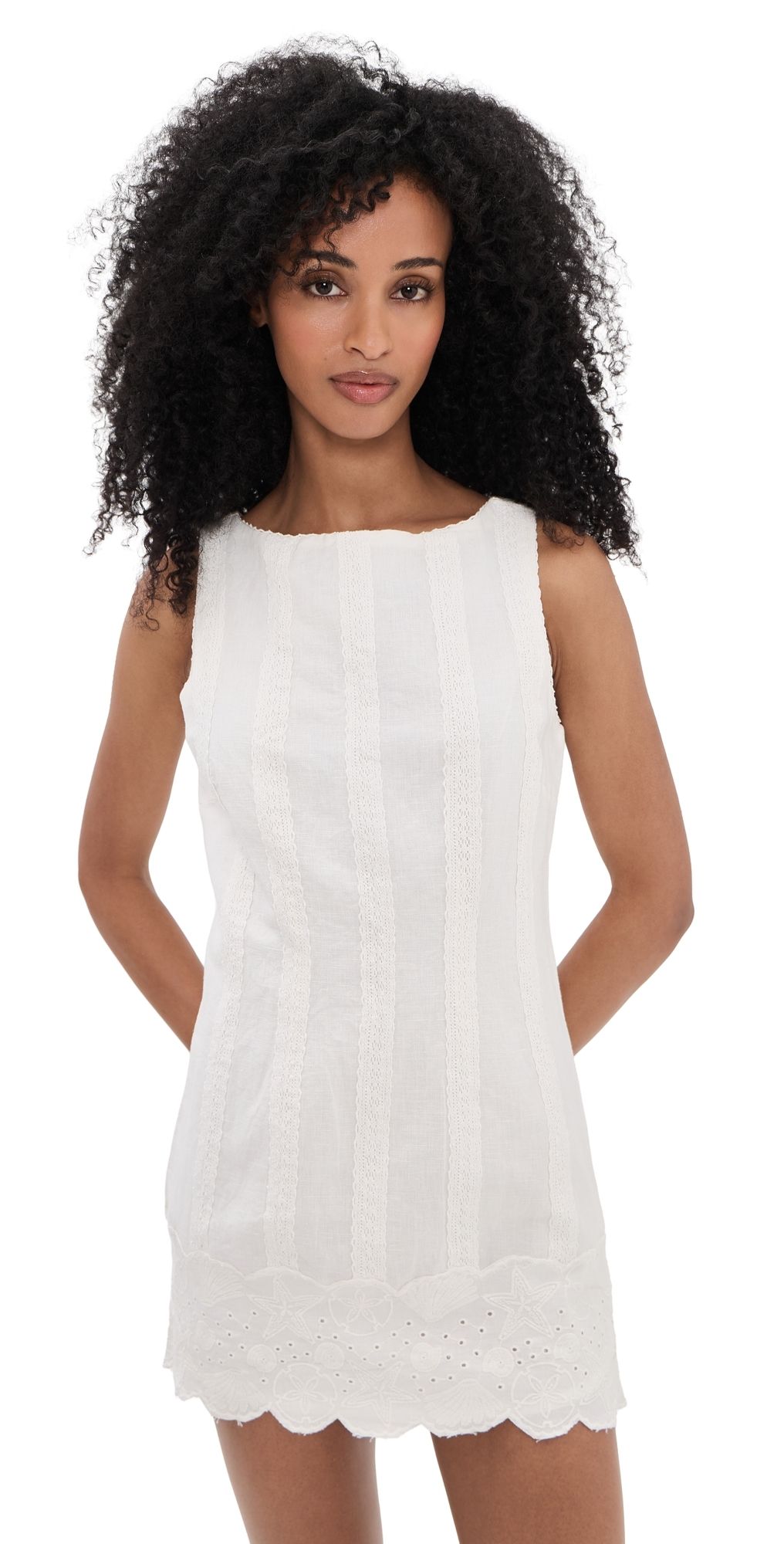 Show Me Your Mumu Ciao Mini Dress White Eyelet Embroidery M