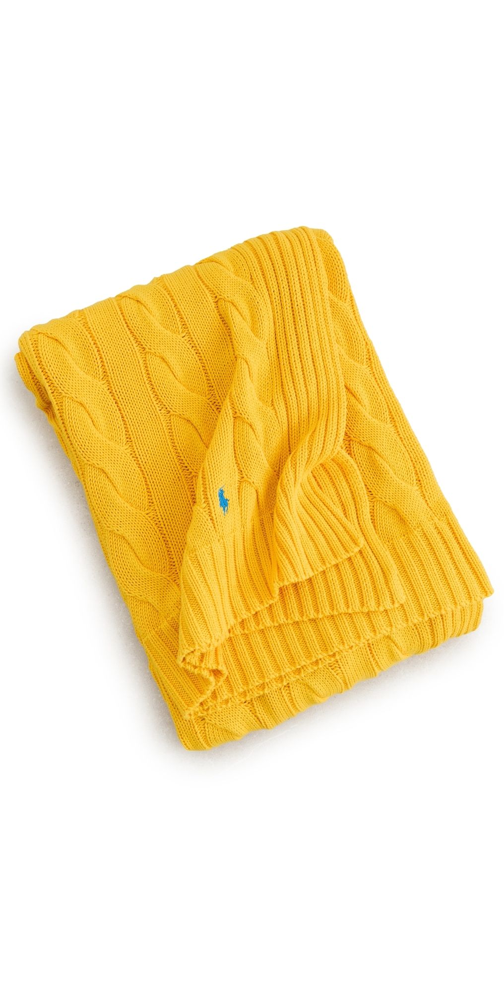 Polo Ralph Lauren Hanley Cable Knit Throw Blanket Yellow One Size
