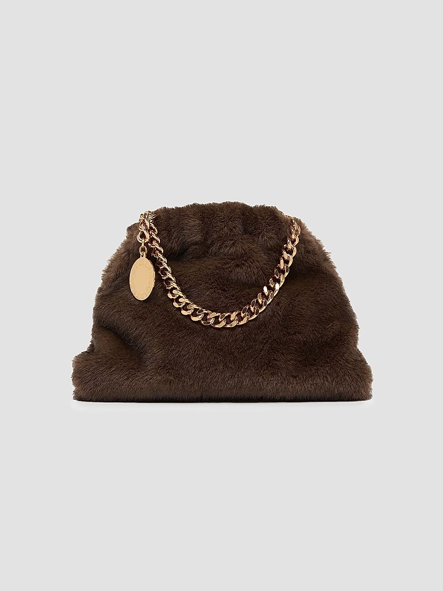 Stella McCartney Women's Falabella Soft Faux-Fur Chain Clutch - Coffee