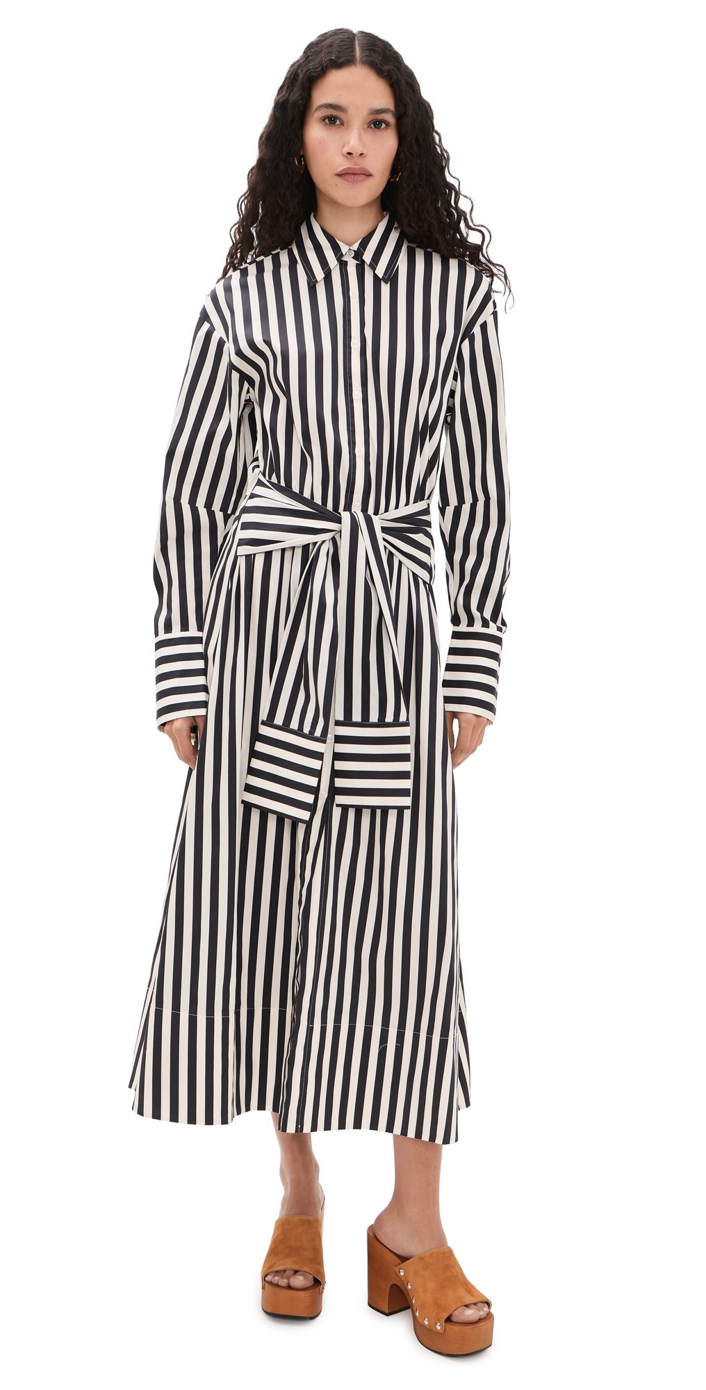 SIMONMILLER Inna Poplin Maxi Dress Black/White Stripe S