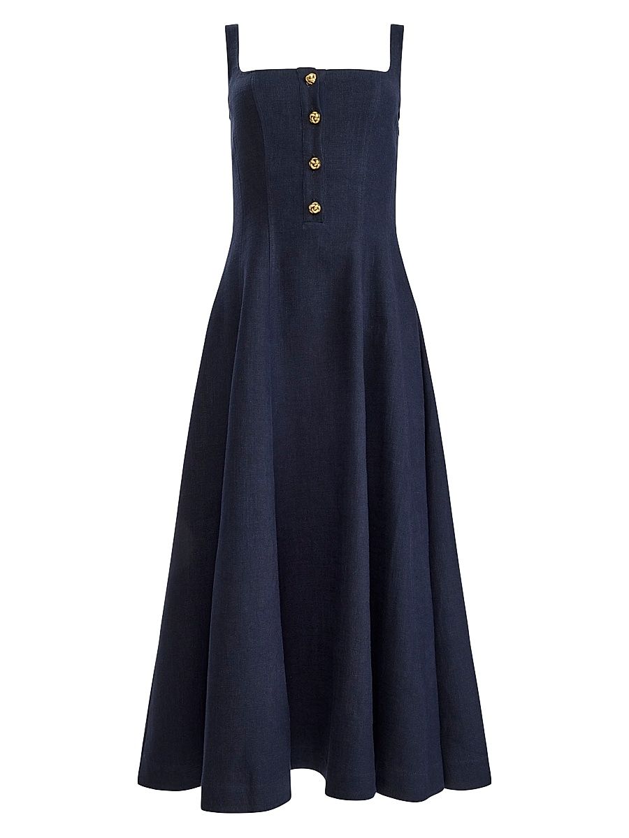 Women's Orrie Knotted Button Midi-Dress - Navy - Size 6