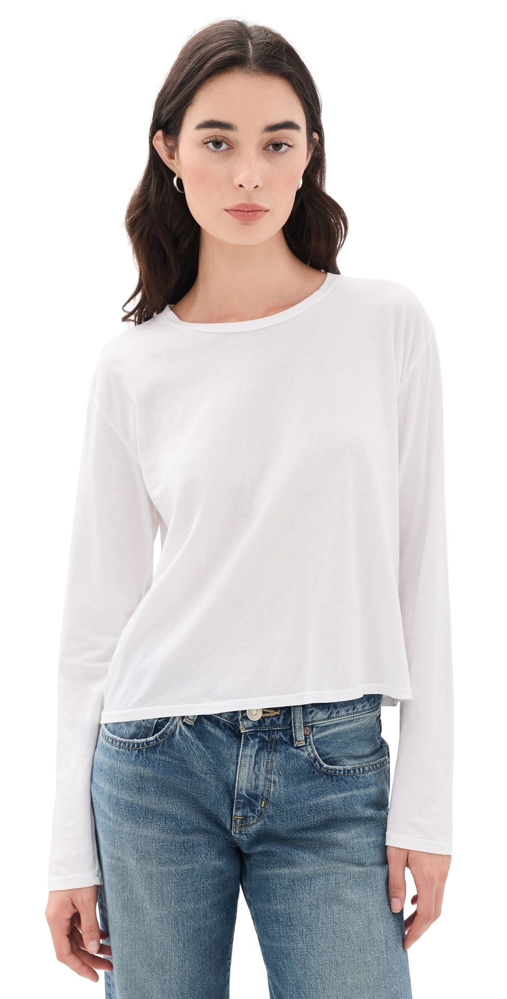 perfectwhitetee Harley Long Sleeve Boxy Crew Tee White XL