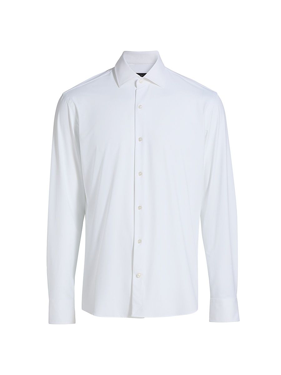 Men's COLLECTION Solid Cotton Dress Shirt - White - Size 17.5