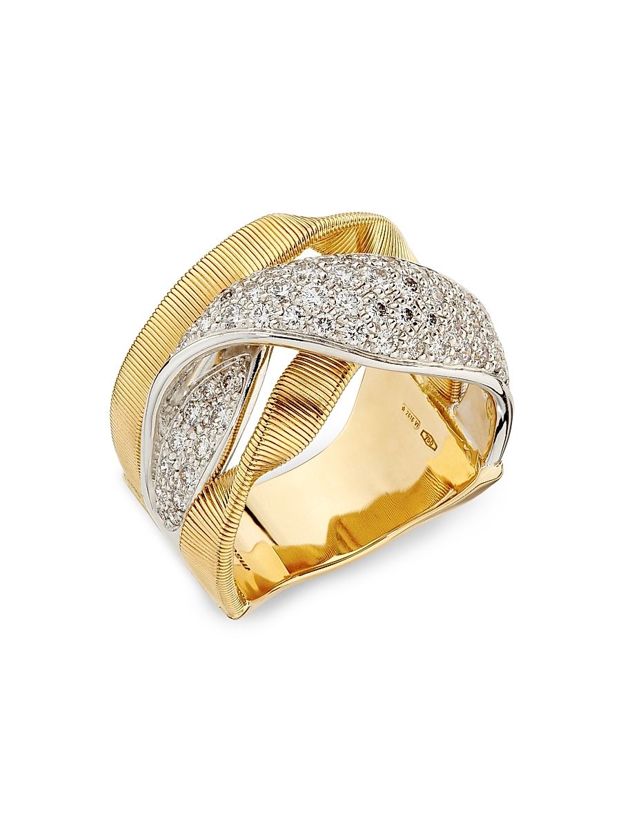 Women's Marrakech 18K Yellow & White Gold & 0.88 TCW Diamond Wide Ring - Yellow Gold - Size 7