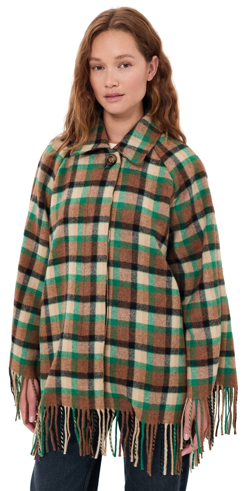 Rodebjer Yuna Short Check Jacket Nutty/Leaf Green M/L