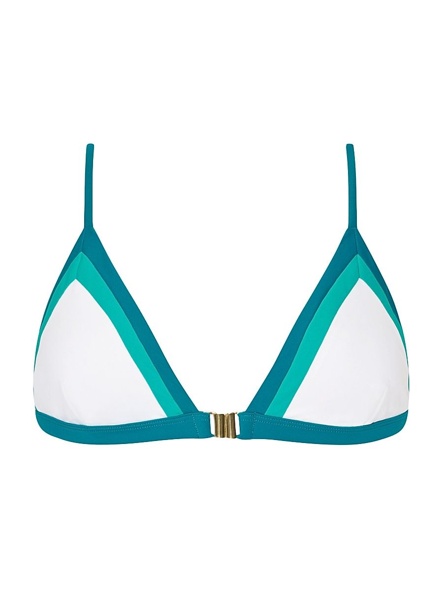 Women's Amalfi Colorblocked Bikini Top - Sea Green Multi - Size Large