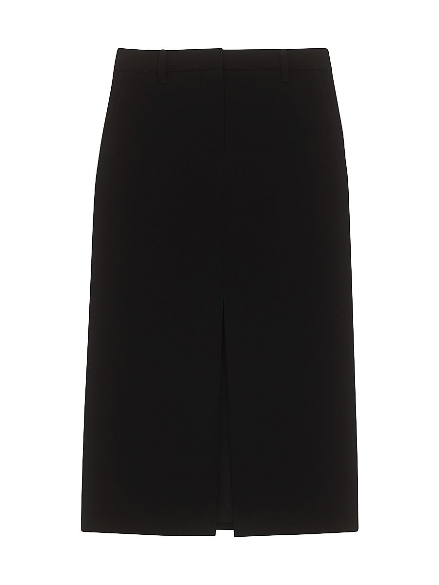 Women's Trouser-Style Crepe Midi-Skirt - Black - Size 4