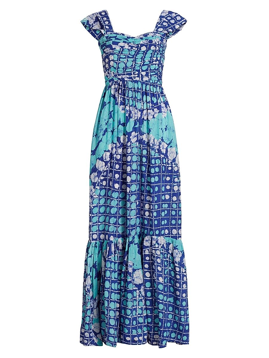 Women's Tunde Printed Maxi Dress - Blue Multi - Size Small