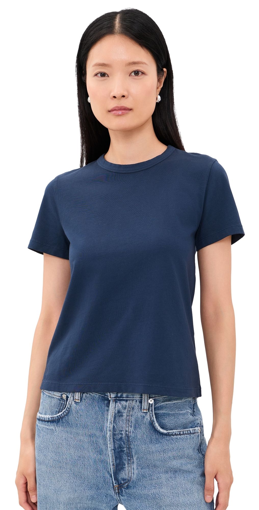 Madewell The Perfect Crewneck Tee in Allday Jersey Deep Indigo XXS