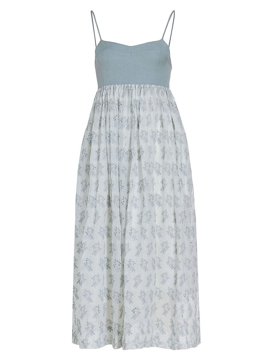 Women's The Camelia Eyelet Maxi Dress - Crystal Blue - Size Medium