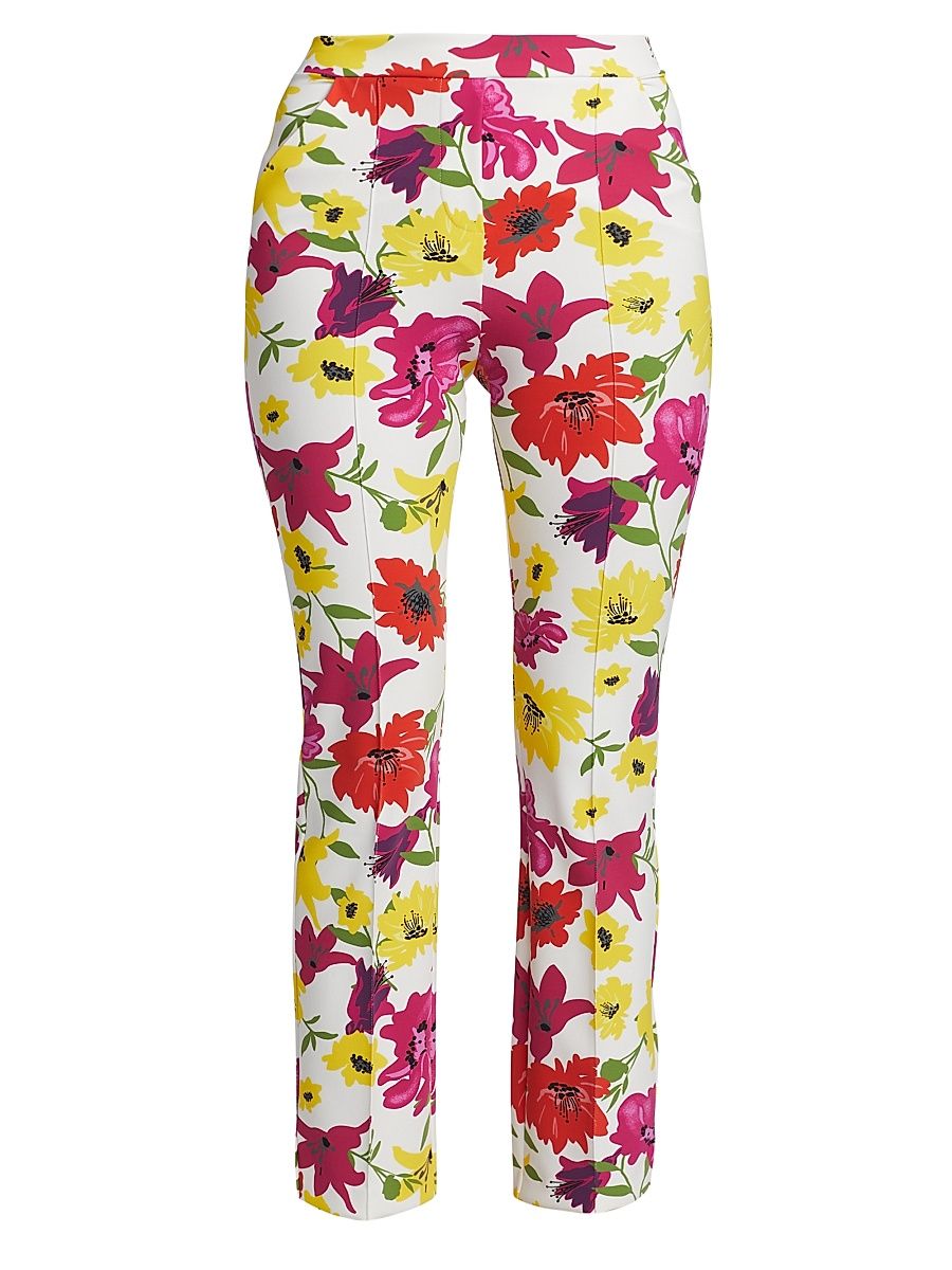 Women's Nuccia Floral Stretch Crop Pants - Vibrant Flowers - Size 8