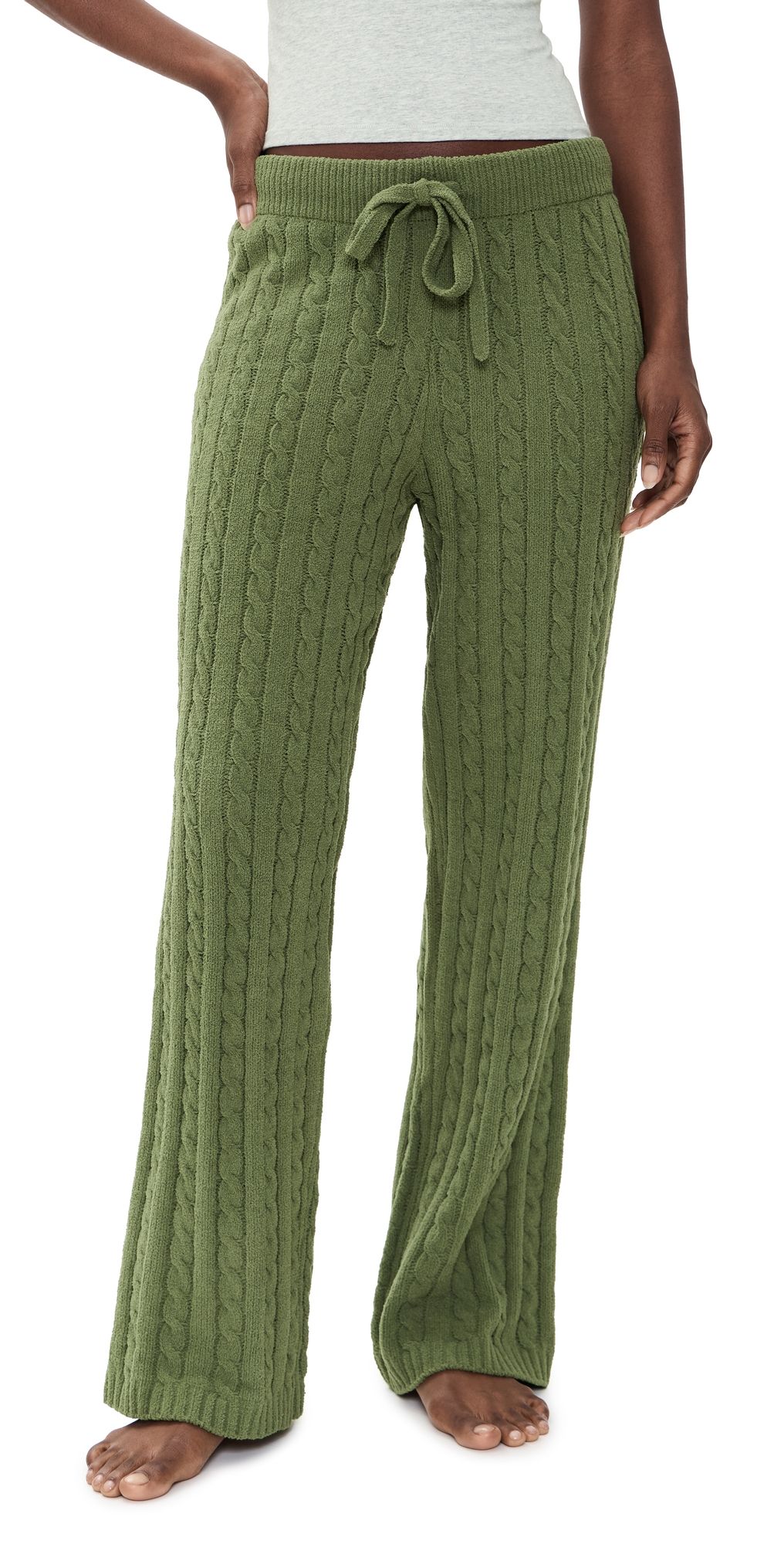 PJ Salvage Cozy Chenille Cable Knit Pajama Pants Olivine M