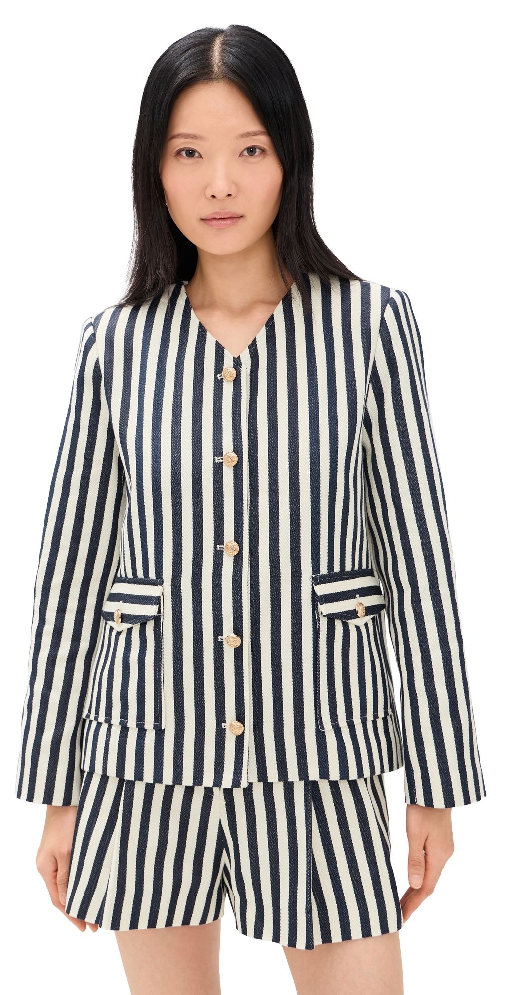 ASTR the Label Danae Blazer Cream Navy Stripe L