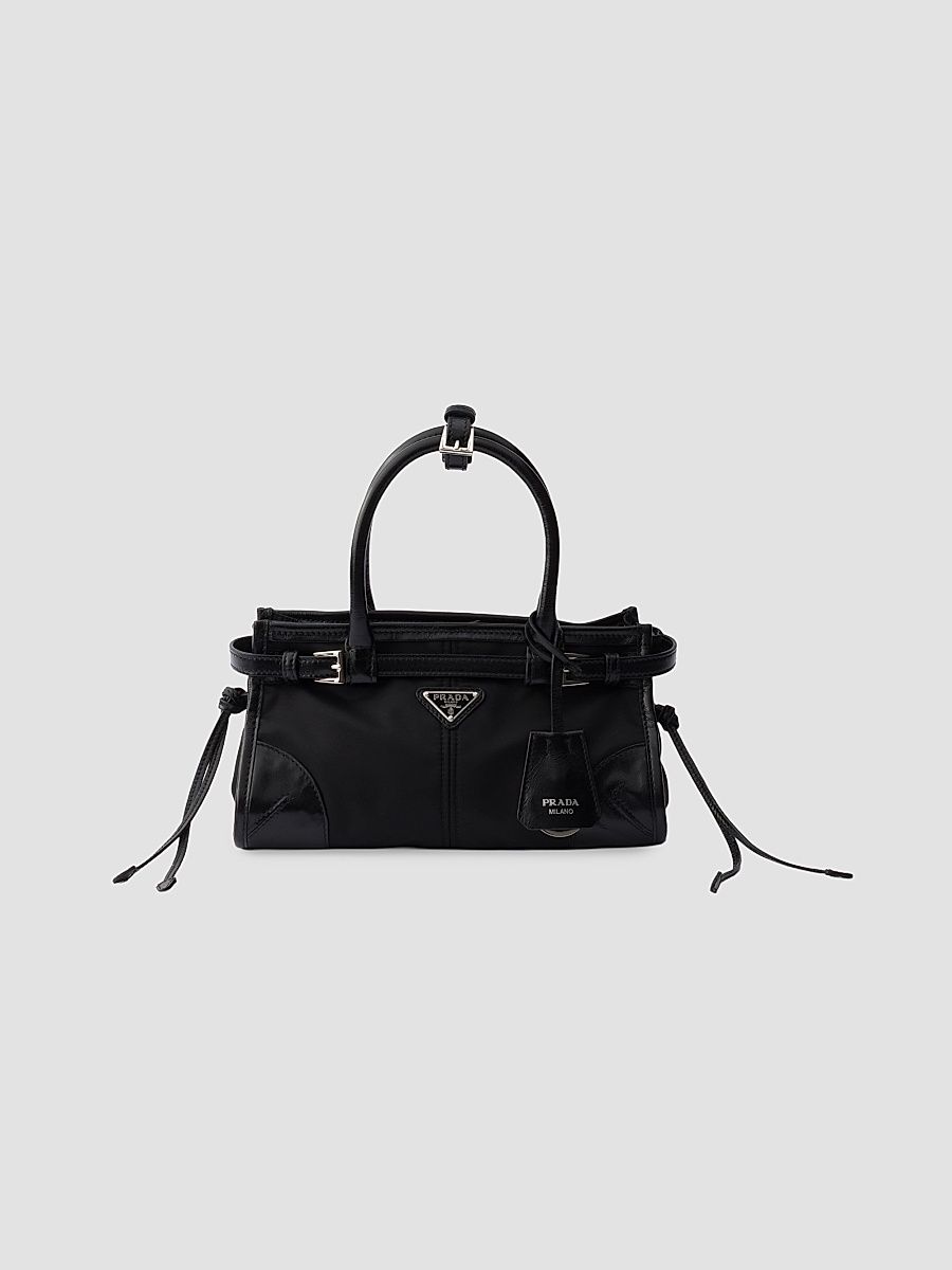 Women's Bonnie Small Re-Nylon and Leather Top Handle Bag - Black