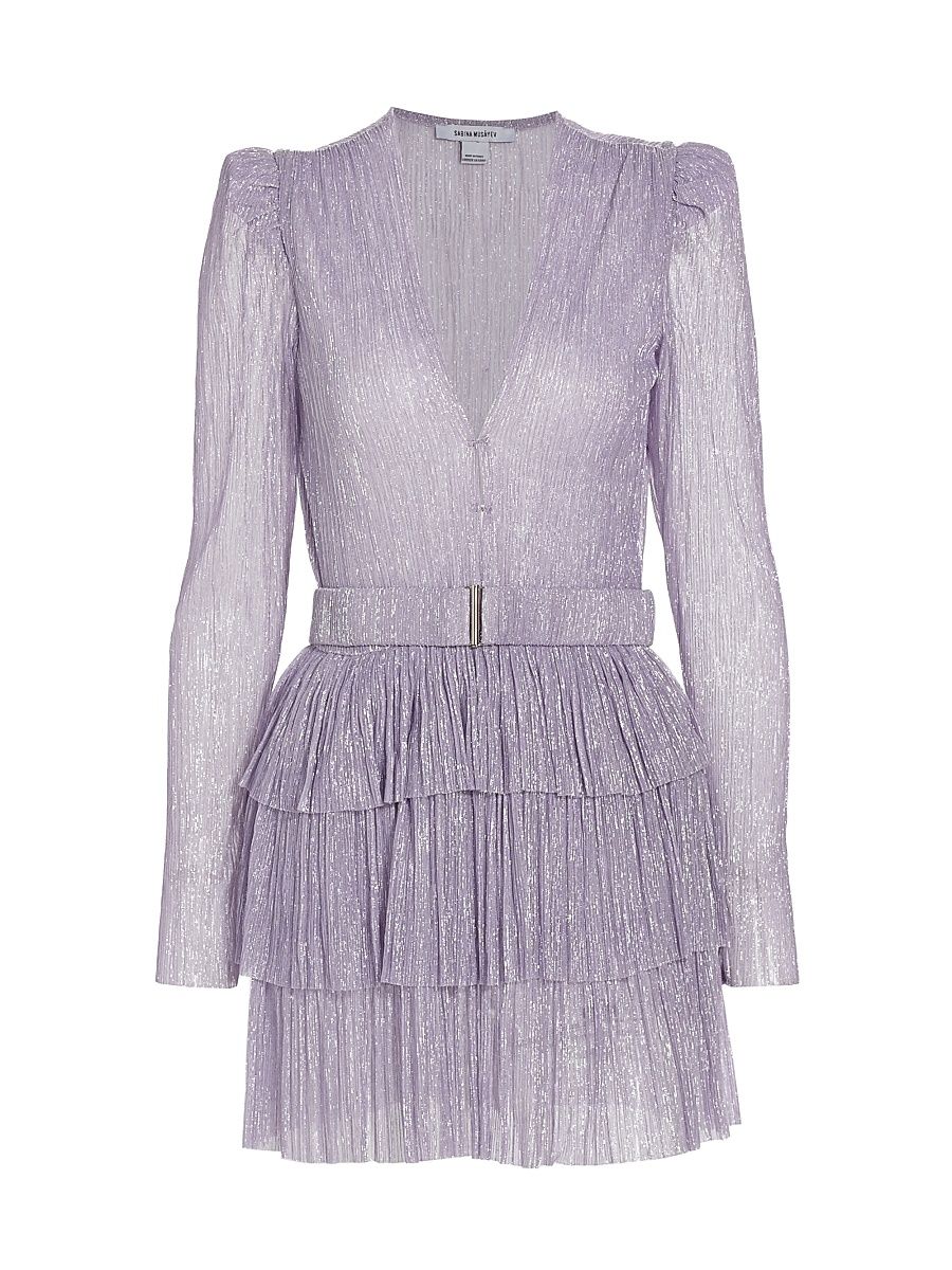 Women's Carry Metallic Foil Ruffled Minidress - Lilac - Size Large