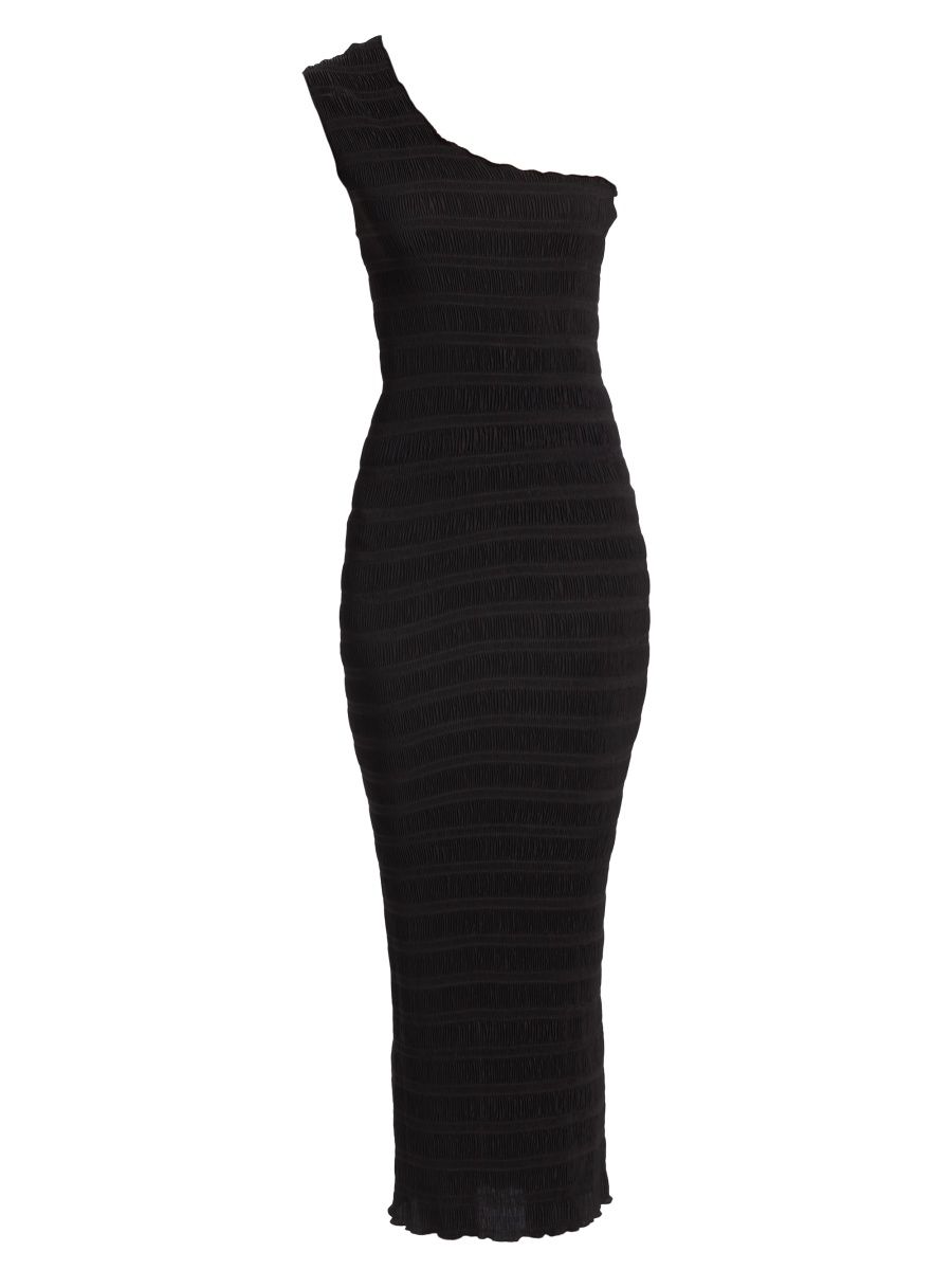 Women's Gigi Satin One-Shoulder Midi-Dress - Black - Size 4