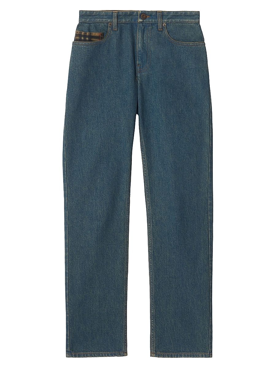 Women's Dalia Checked-Pocket EKD Straight Jeans - Mid Blue - Size 31