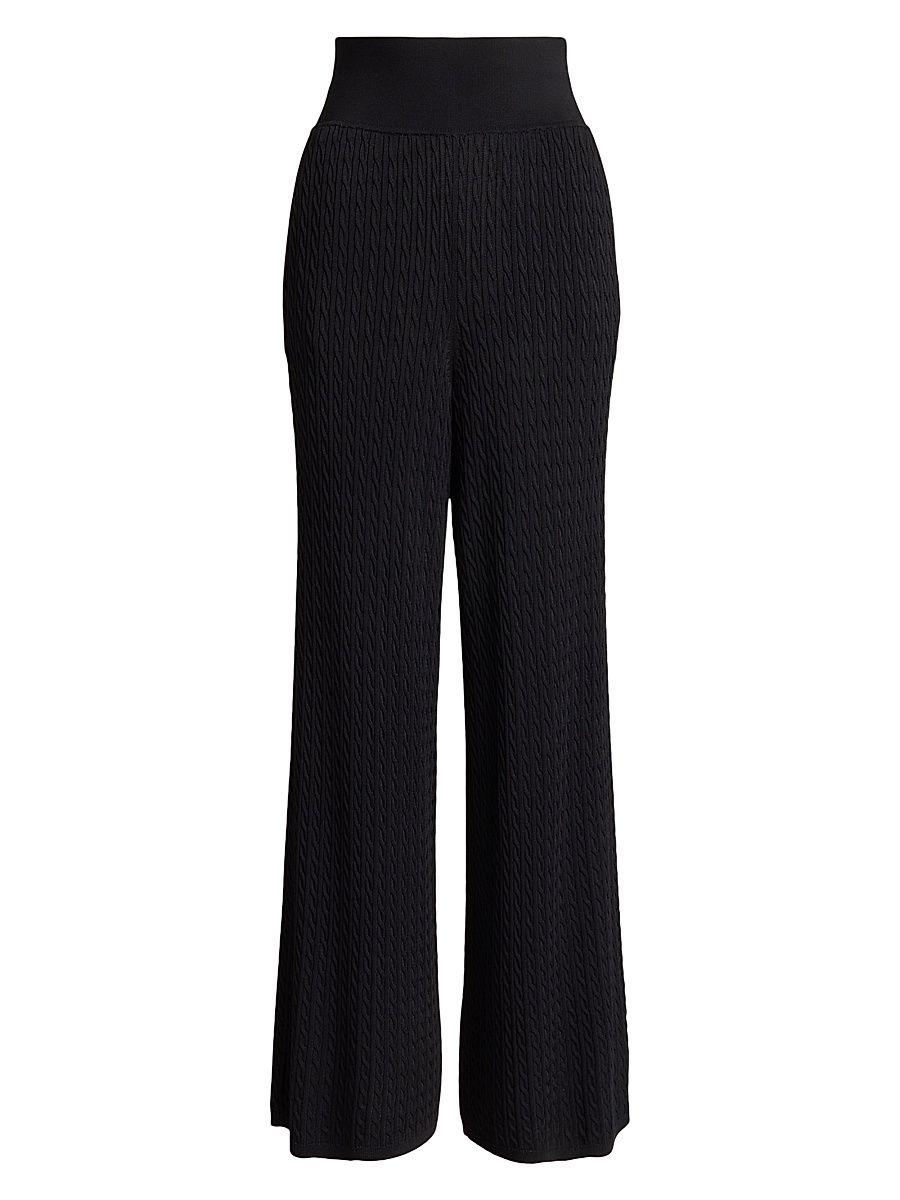 Women's Cable-Knit Sweater Pants - Polo Black - Size XS