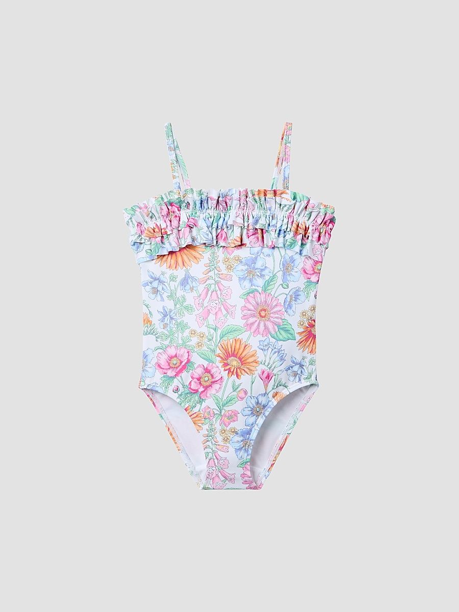 Little Girl's & Girl's Floral Ruffle Swimsuit - Multi Color - Size 10