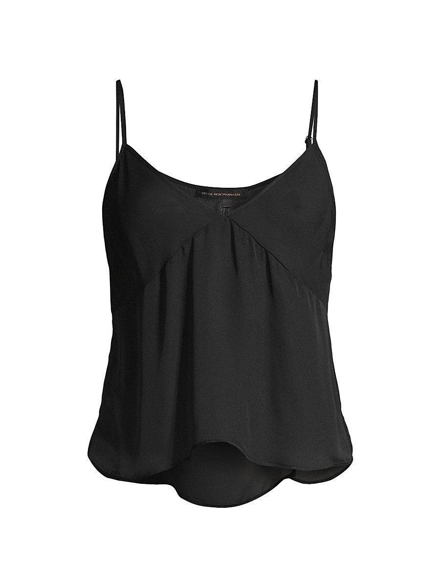 Women's Georgette Silk Camisole - Black - Size Large