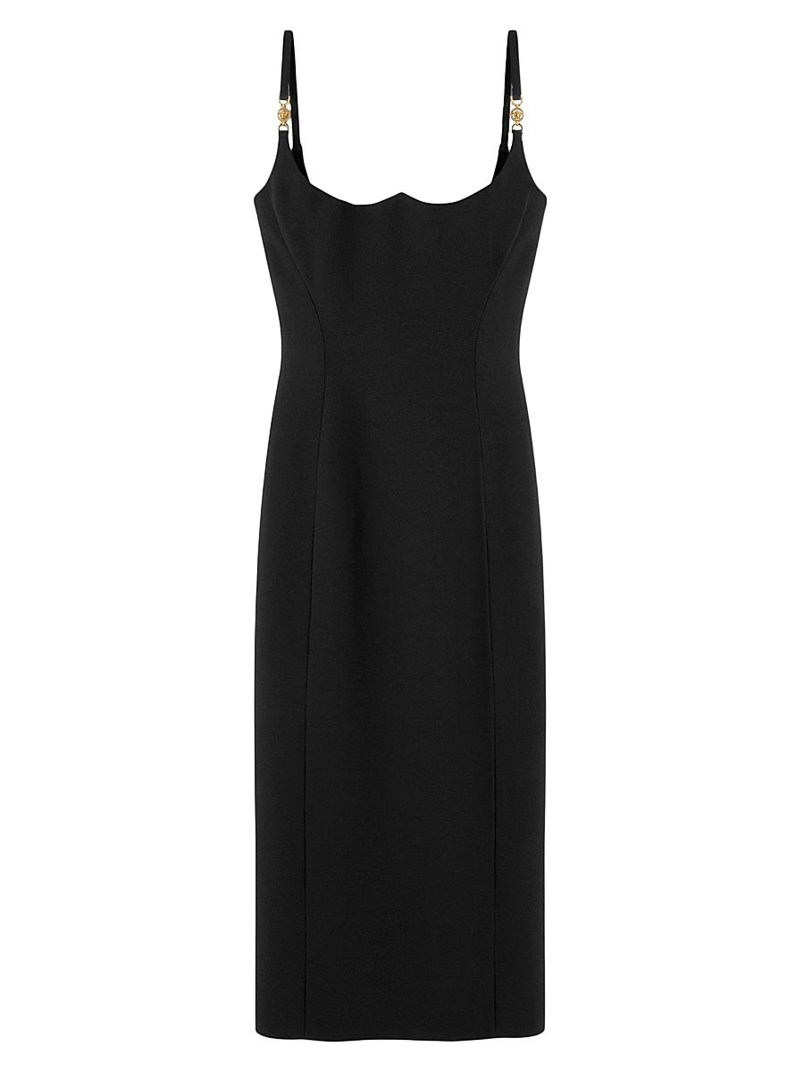 Women's Medusa-Embellished Satin Cocktail Dress - Black - Size 12