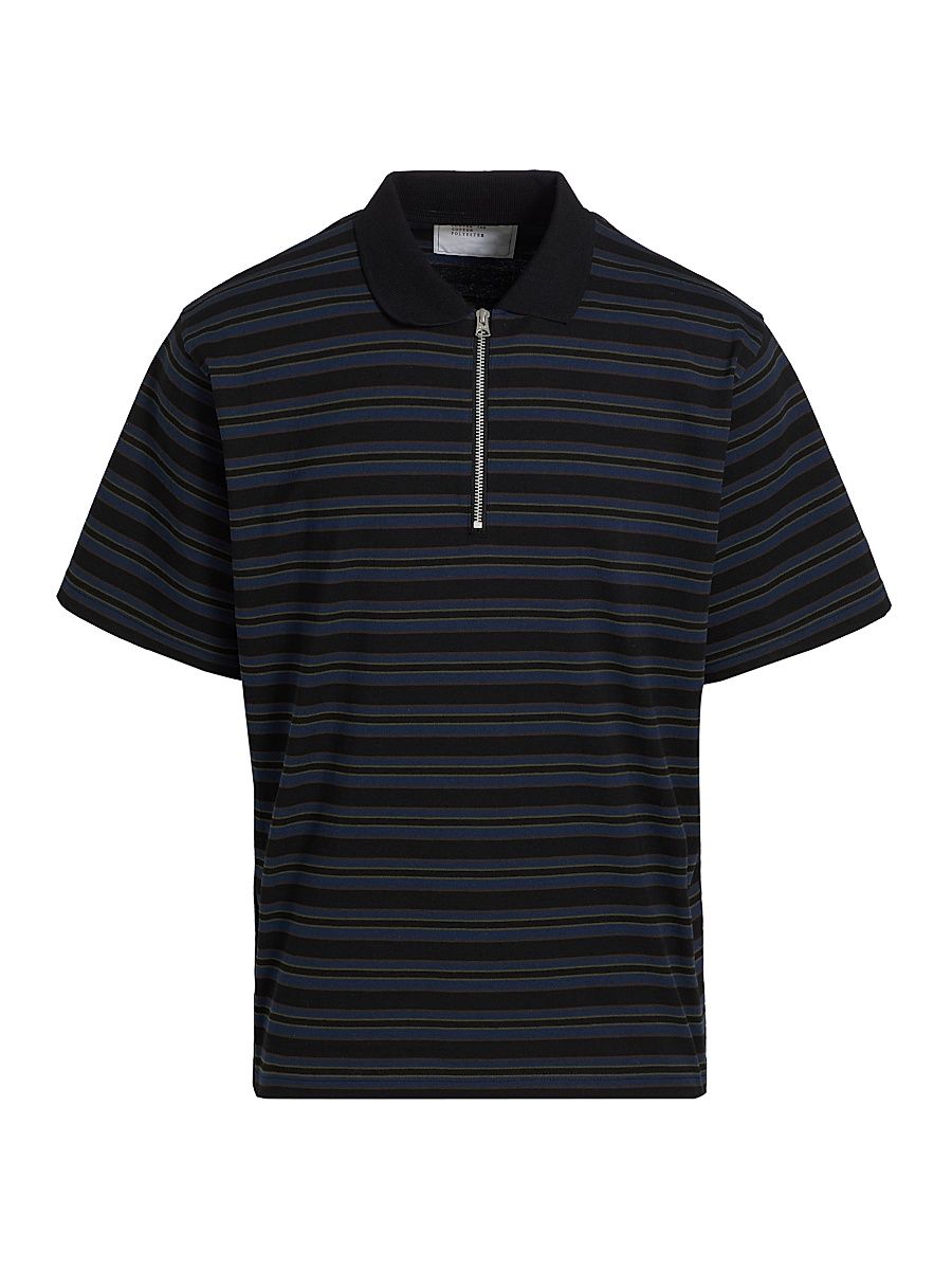 Men's Striped Polo Shirt - Black Navy - Size XL