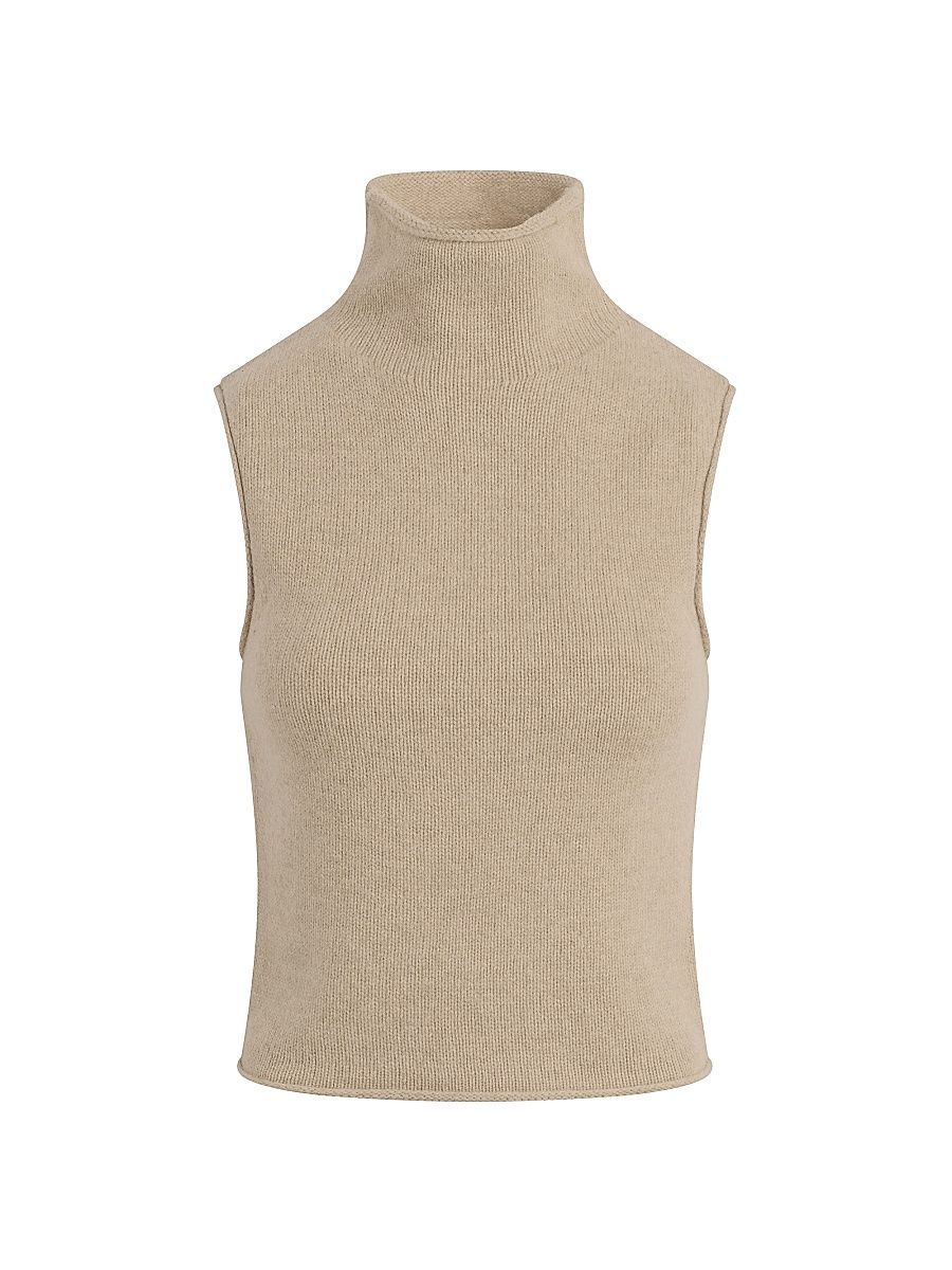 Women's The Stevie Sleeveless Rolled Neck Sweater - Camel - Size Medium