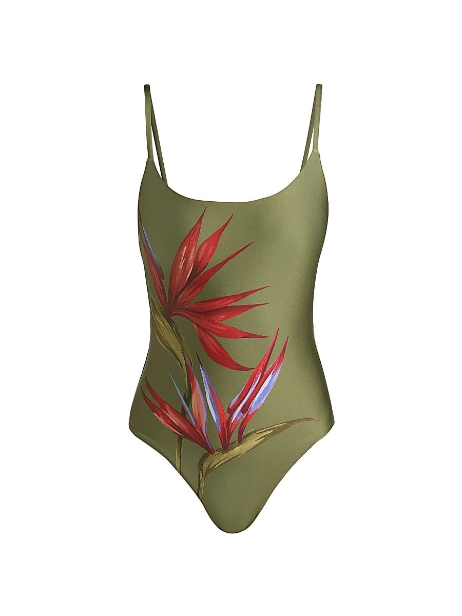Women's Strilitzia One-Piece Swimsuit - Dark Green - Size Large