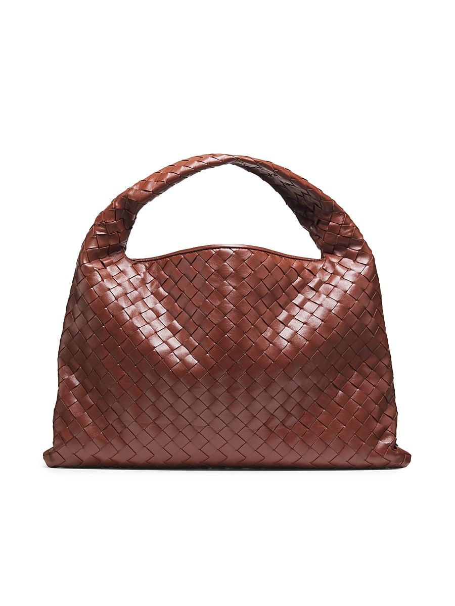 Women's Small Hop Intrecciato Leather Hobo Bag - Sapele