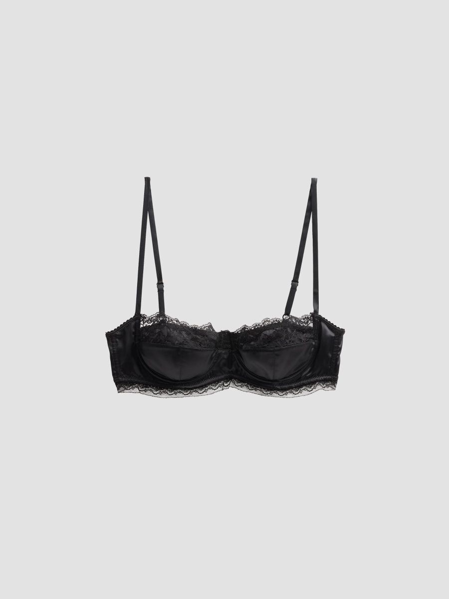 Dolce & Gabbana Women's Velata Silk Lace-Trimmed Bra - Black - Size XL