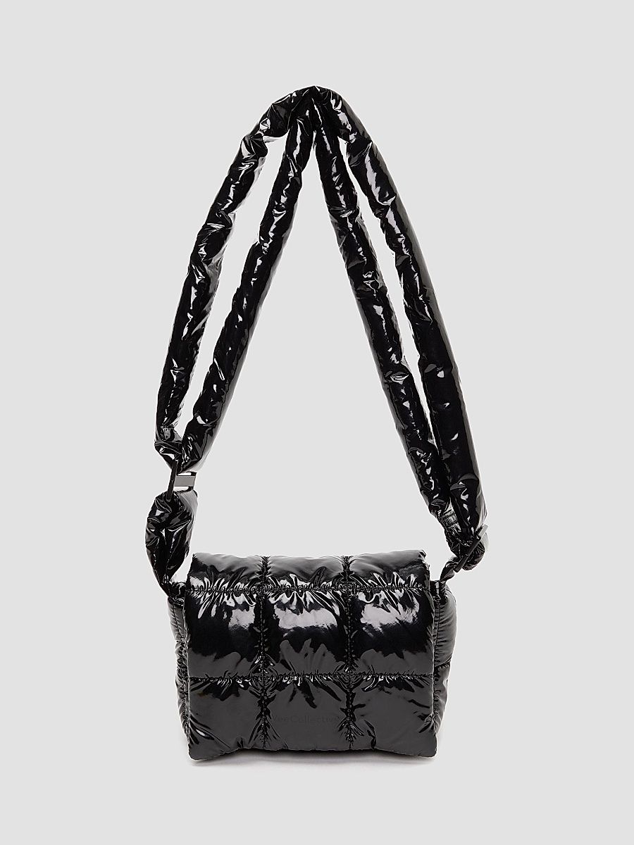 Women's Porter Line Mini Quilted Messenger Bag - Black Vinyl