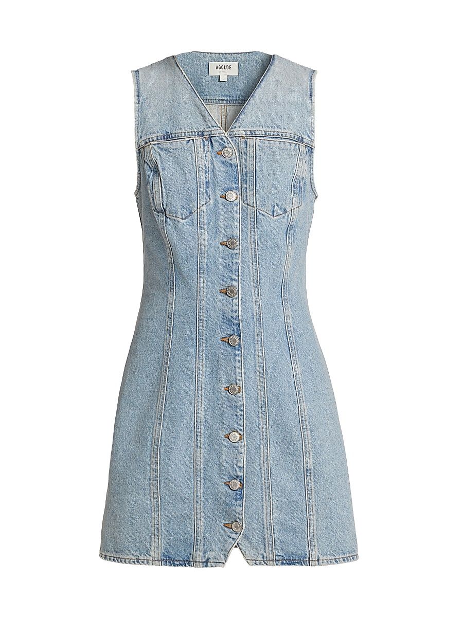 Women's Trina Denim Sleeveless Minidress - Balance Medium Wash Indigo - Size Small