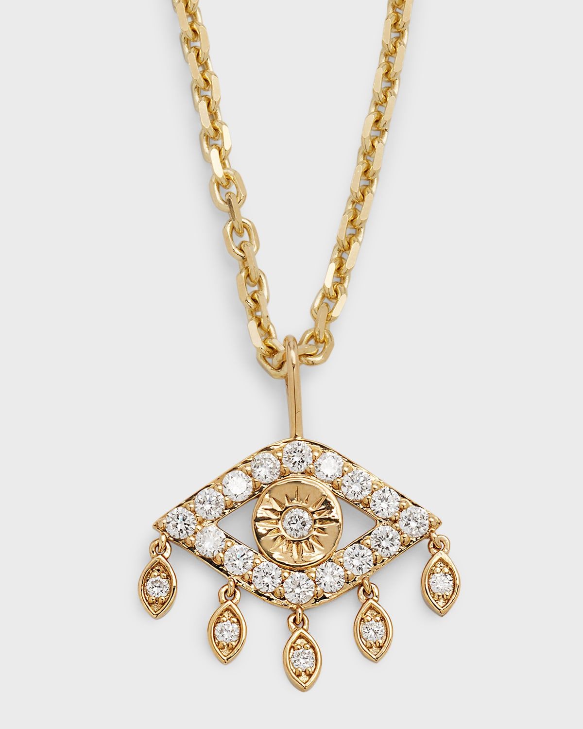 14k Gold Diamond Evil Eye Pendant Necklace