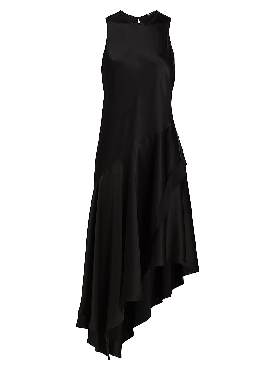 Women's Thea Satin Midi-Dress - Black - Size XL