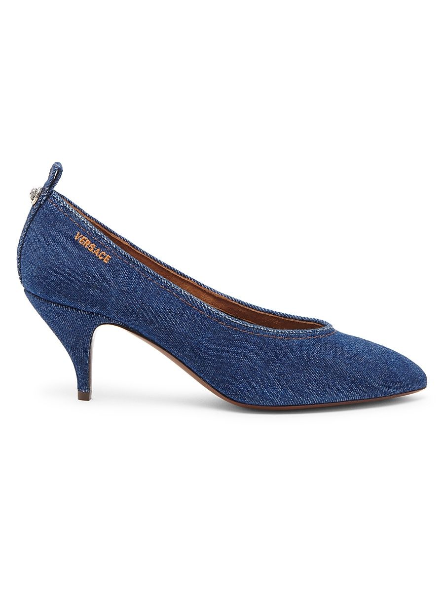 Women's 65MM Denim Stiletto-Heel Pumps - Dark Jeans Palladium - Size 6