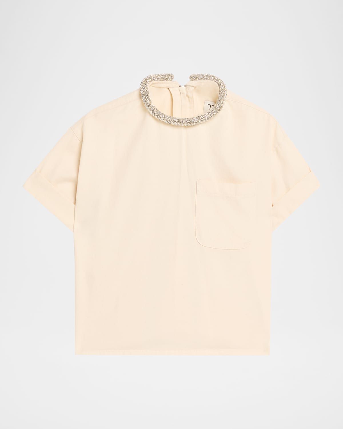 Ex T Crop Top with Crystal Collar