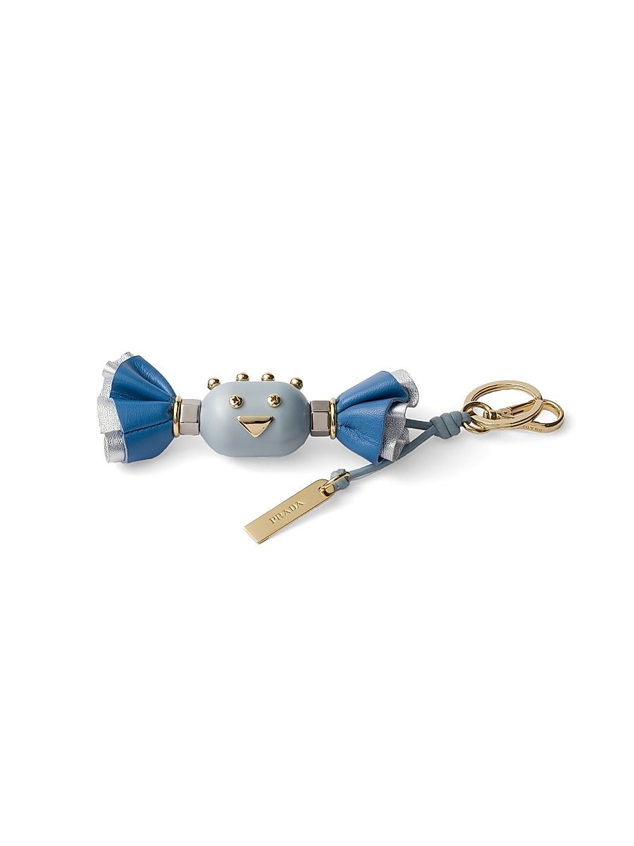 Men's Candy Plexiglas and Leather Key Ring Charm - Multicolored