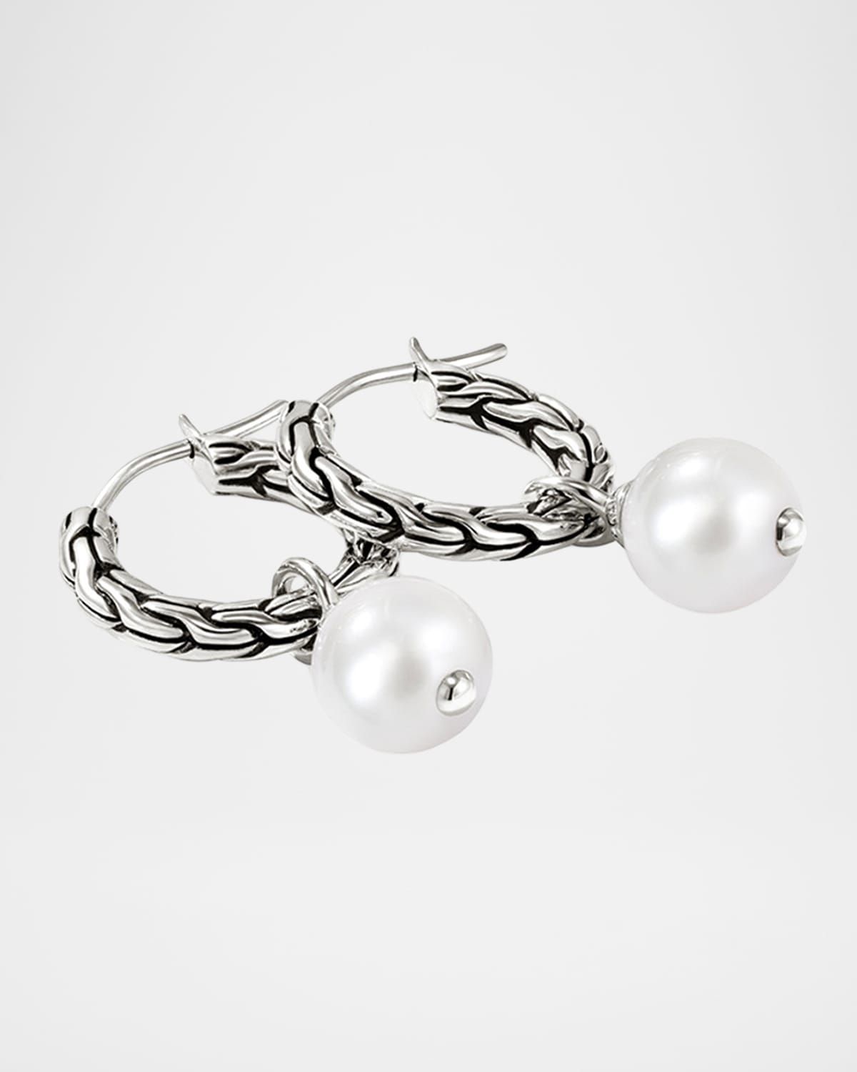 Sterling Silver JH Essential Pearl Hoop Earrings, 16mm