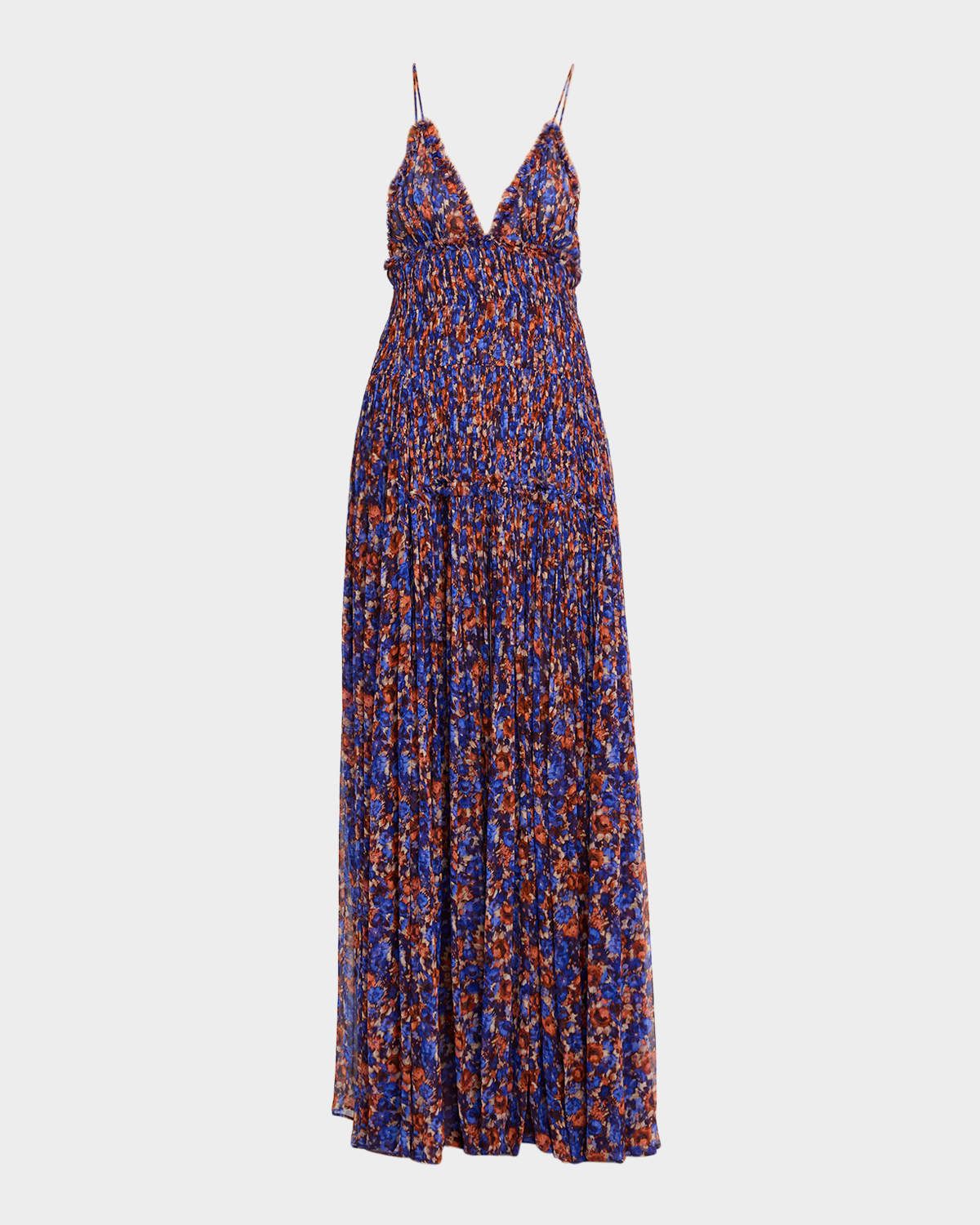 Atrani Floral Silk Chiffon Maxi Dress