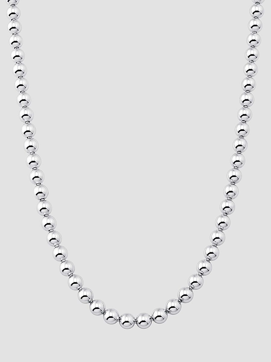 Men's Baller Bead Necklace in Sterling Silver - Silver