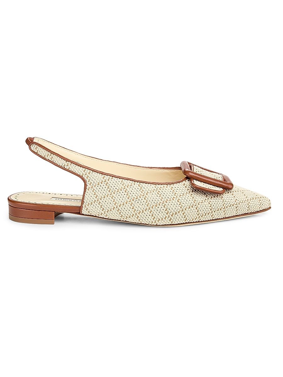 Women's Maylurabi Diamond-Pattern Slingback Pumps - White Medium Brown - Size 5.5