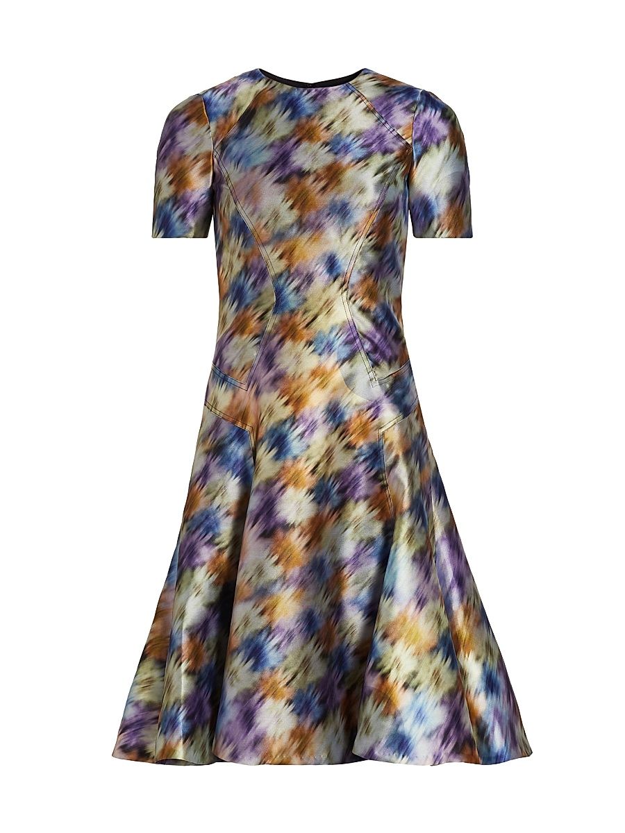 Women's Blurred Floral Seamed Cocktail Dress - Black Multi - Size 2