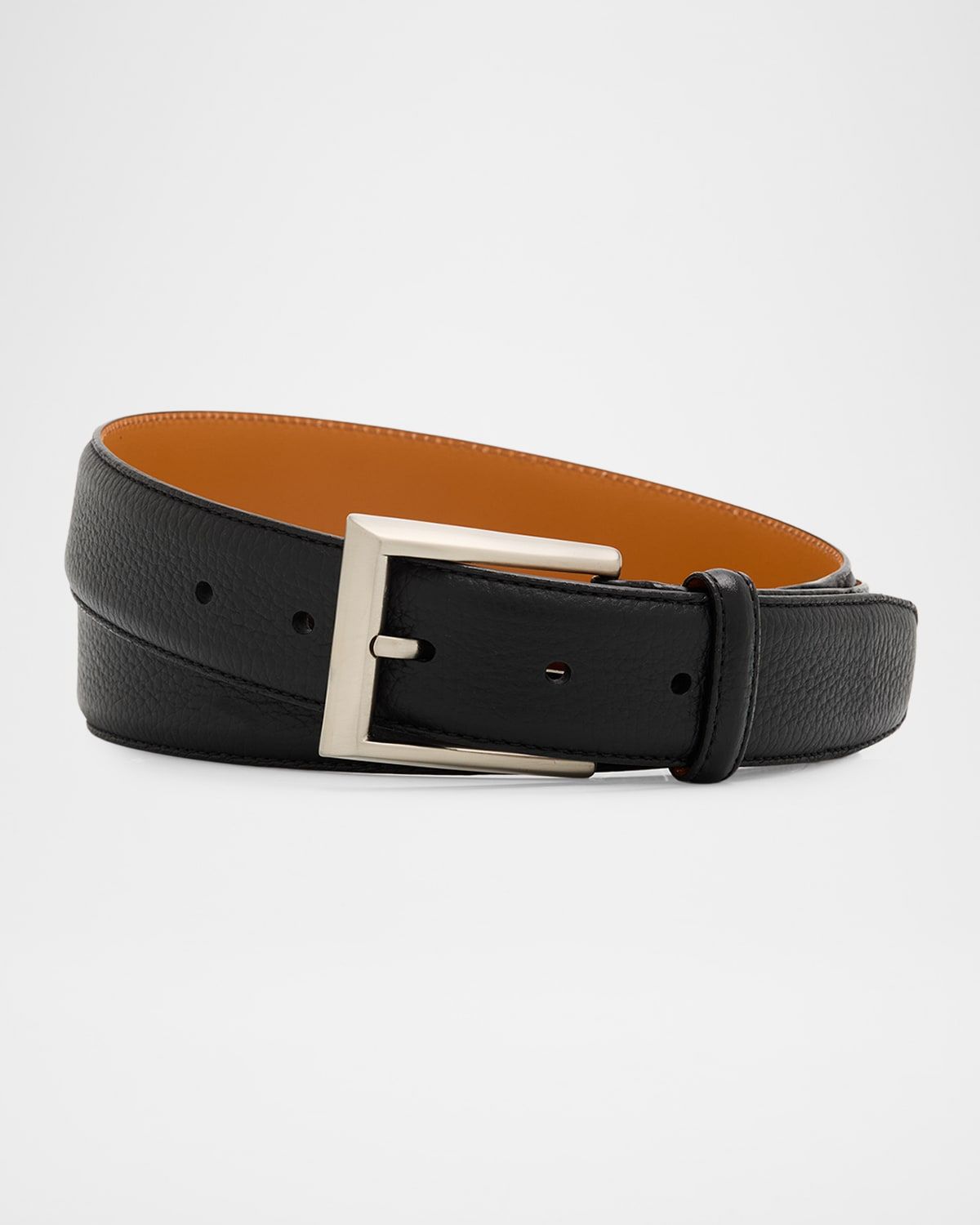 Men & apos;s Rocas Rectangle-Buckle Grained Leather Belt