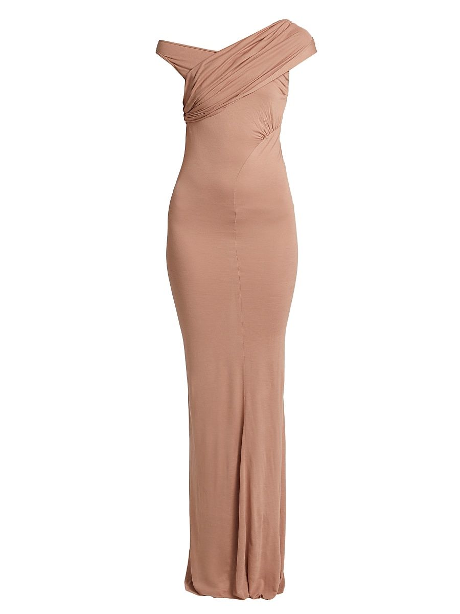Women's Sahara Draped Column Gown - Natural - Size 6