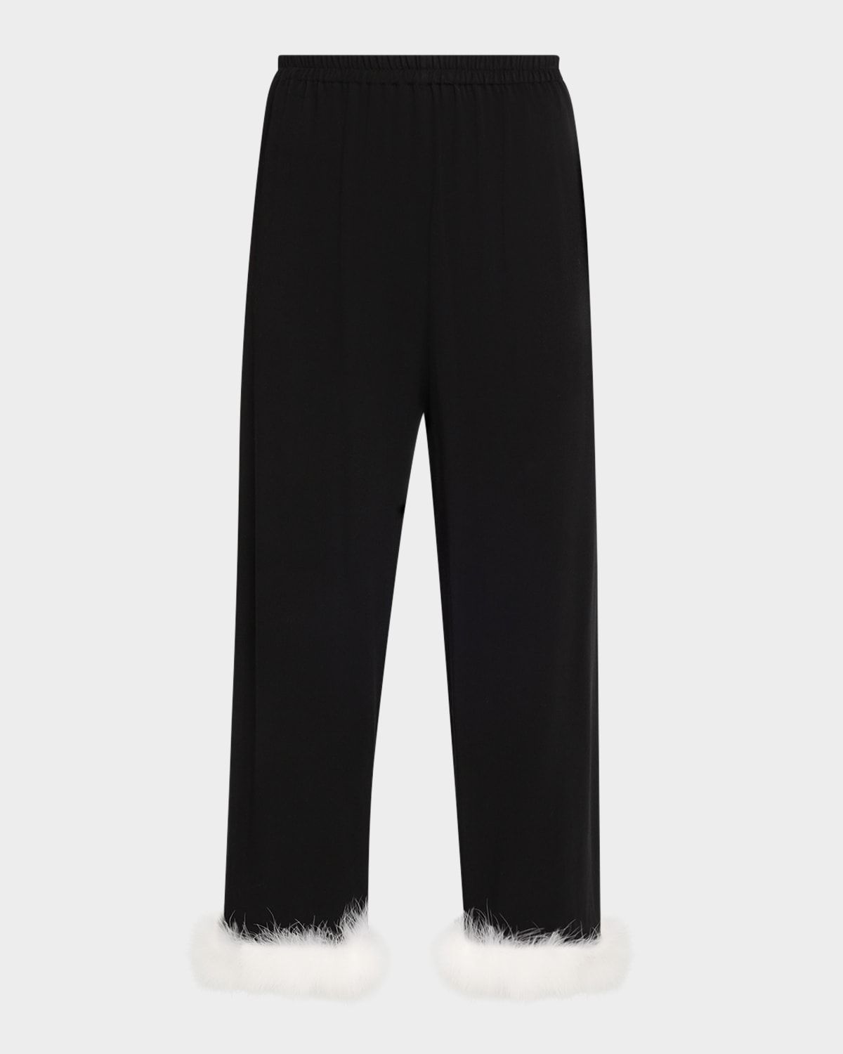 Cropped Feather-Cuff Viscose Pants